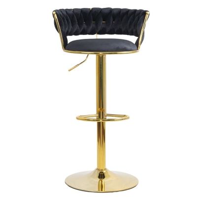 Scaun bar reglabil pe înălțime, rotativ, suport picioare, catifea, negru, ABS 118