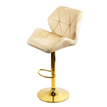 Scaun de bar reglabil pe înălțime, rotativ, suport picioare, catifea, crem, ABS 148