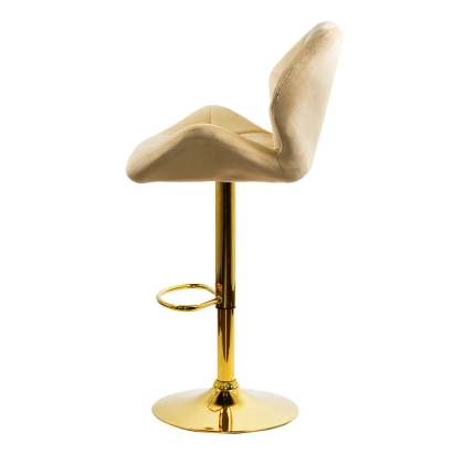 Scaun de bar reglabil pe înălțime, rotativ, suport picioare, catifea, crem, ABS 148