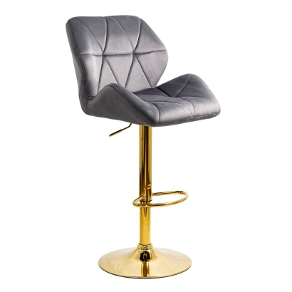 Scaun bar reglabil pe înălțime, rotativ, suport picioare, catifea, gri, ABS 148
