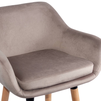 Scaun de bar cu șezut din catifea și cadru din lemn de fag ABS 1271 bej