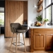 Scaun de bar cu șezut din catifea și cadru din lemn de fag ABS 1271 gri