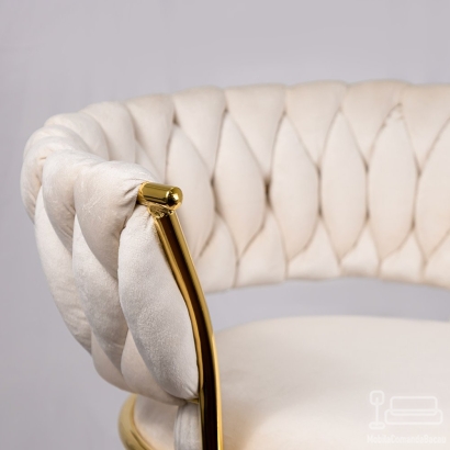 Scaun bar din catifea reglabil pe înălțime ABS 118 crem