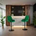 Scaun bar tapițat, înălțime reglabilă, rotativ, suport picioare, catifea, verde, ABS 145