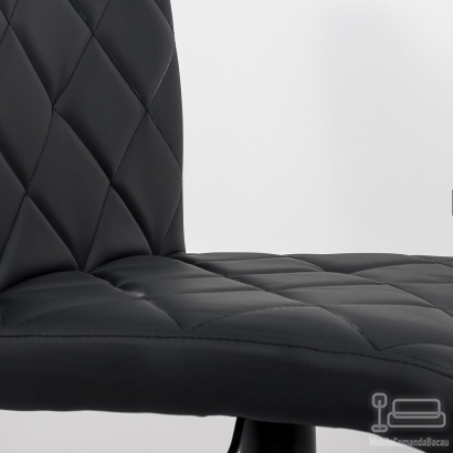 Scaun bar, înălțime reglabilă, rotativ, suport picioare, piele ecologica, negru, ABS 147