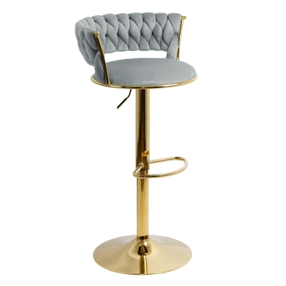 Scaun bar reglabil pe înălțime, rotativ, suport picioare, catifea, gri, ABS 118