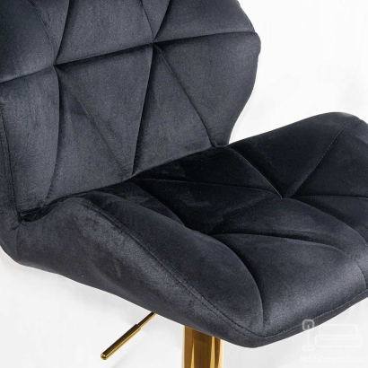 Scaun de bar negru, modern, din catifea, cu baza aurie ABS 148