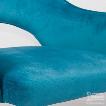 Scaun din catifea pentru birou cu baza aurie OFF 640 bleu