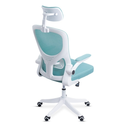 Scaun de birou ergonomic cu spatar inalt, suport lombar si cotiere rabatabile OFF 336 bleu