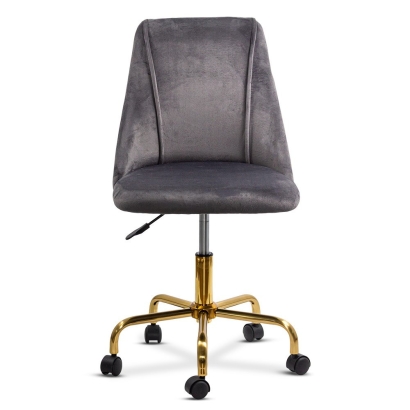 Scaun de birou elegant din catifea si baza aurie OFF 642 gri
