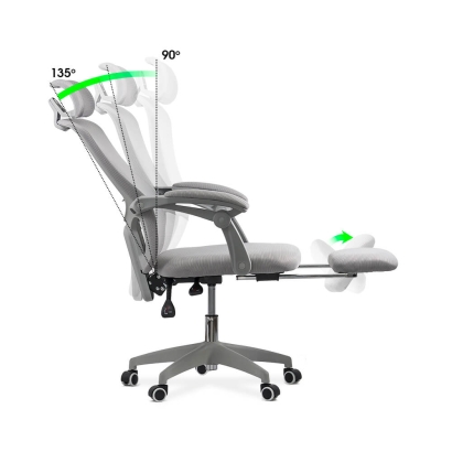 Scaun de birou din mesh cu tetiera si suport picioare OFF 430 gri