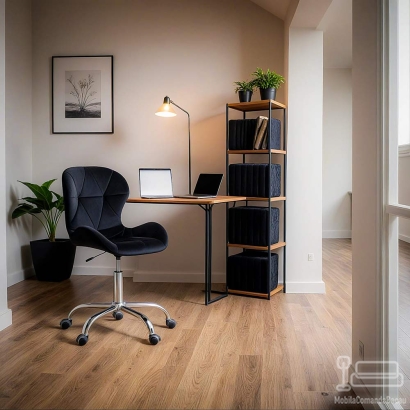 Scaun de birou negru, catifea, rotativ OFF 334