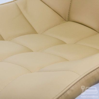 Scaun de bucatarie din piele ecologica si cadru metalic negru BUC 206P bej