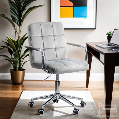 Scaun de birou pentru copii din catifea OFF 328V gri