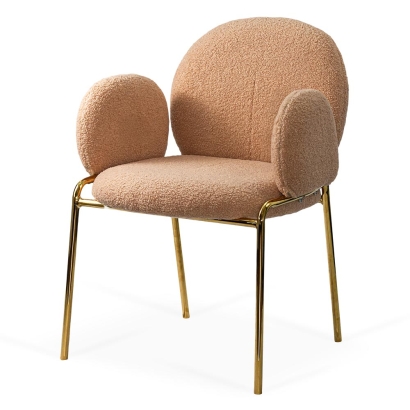 Scaun dining bej din material boucle cu aspect elegant BUC 282