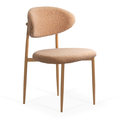 Scaun dining bej cu tapiterie boucle BUC 283
