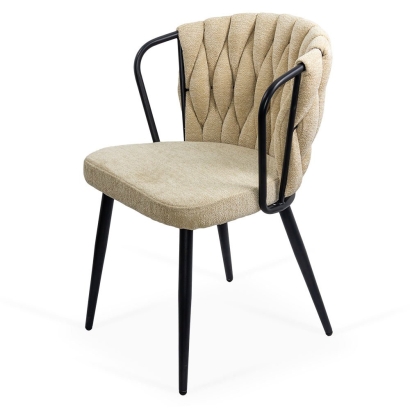 Scaun dining bej confortabil cu tapițerie din stofa premium si design modern BUC 262