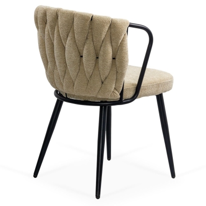 Scaun dining bej confortabil cu tapițerie din stofa premium si design modern BUC 262