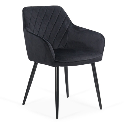 Scaun dining din catifea cu cadru metalic BUC 258 negru