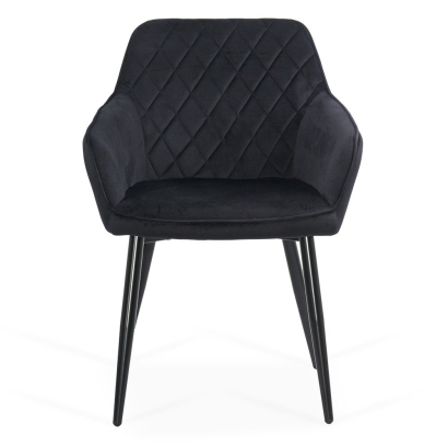 Scaun dining din catifea cu cadru metalic BUC 258 negru