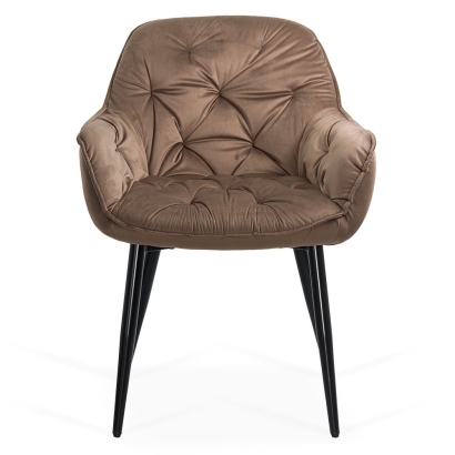 Scaun de dining catifea maro confortabil si elegant cu picioare metalice BUC 257