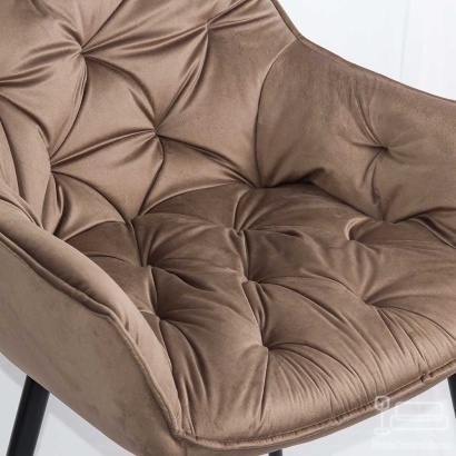 Scaun de dining catifea maro confortabil si elegant cu picioare metalice BUC 257