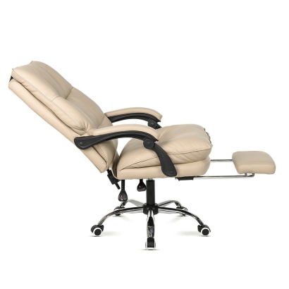 Scaun directorial bej din piele ecologica cu spatar rabatabil OFF 417