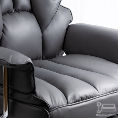 Scaun directorial gri din piele ecologica cu suport pentru picioare OFF 413