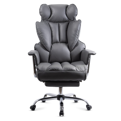 Scaun directorial gri din piele ecologica cu suport pentru picioare OFF 413