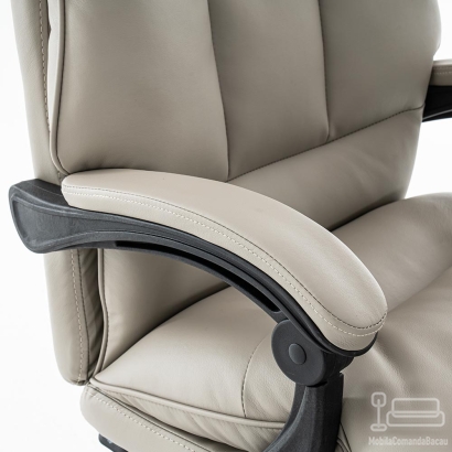 Scaun directorial gri din piele ecologica, reglabil pe inaltime OFF 417