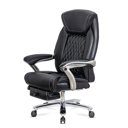 Scaun directorial negru din piele ecologică premium și suport lombar reglabil OFF 950 – REZISTENT 150 KG