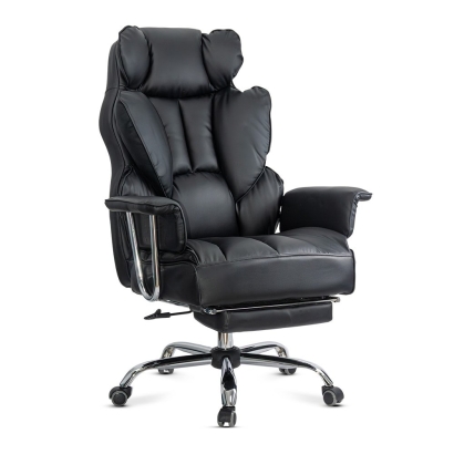 Scaun directorial negru din piele ecologica cu suport pentru picioare OFF 413