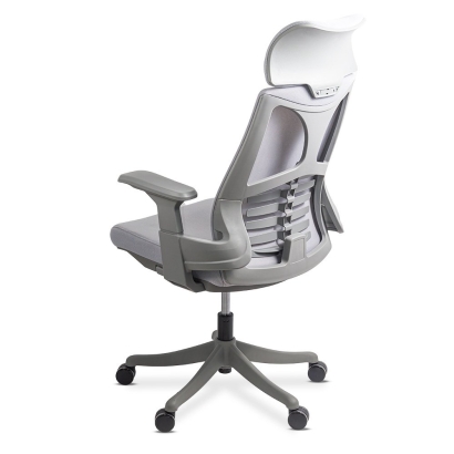 Scaun ergonomic din mesh cu suport lombar si tetiera SYYT 9514 gri