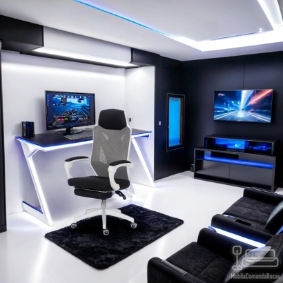 Scaun de gaming ergonomic cu suport de picioare OFF 424 gri