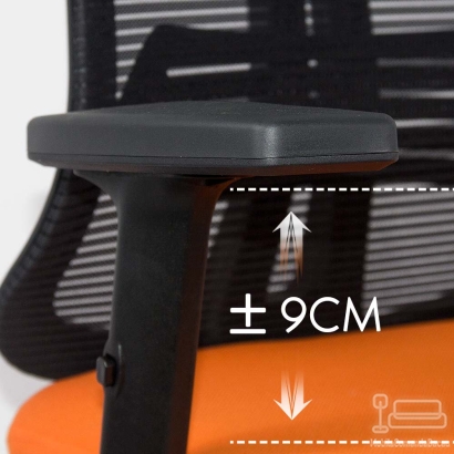 Scaun ergonomic de birou din plasă neagră, cu tetieră și brațe reglabile OFF 402 portocaliu