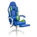 Scaun gaming ergonomic albastru din piele ecologică și bază albă cu iluminare RGB OFF 298