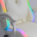 Scaun gaming ergonomic crem din piele ecologică cu suport de picioare si iluminare RGB OFF 298