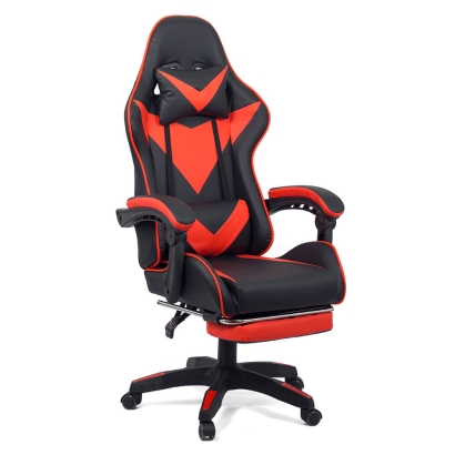 Scaun gaming cu spatar reglabil si suport picioare rosu/negru OFF 299