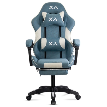 Scaun de gaming bleu OFF 295 din stofa cu spatar rabatabil