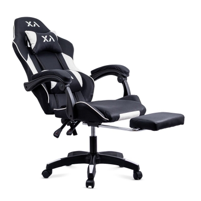 Scaun gaming din stofa cu suport pentru picioare OFF 295 negru