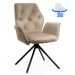 Scaun living bej BUC 0224 din catifea, rotativ cu design elegant