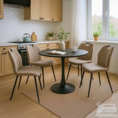 Scaun living bej din catifea cu picioare metalice BUC 204