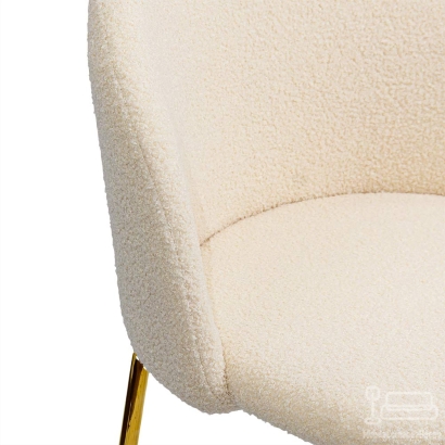 Scaun living bej din material boucle cu cadru metalic si dopuri pentru protectie BUC 284