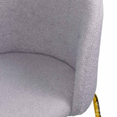 Scaun living gri BUC 284 din material boucle cu picioare aurii metalice