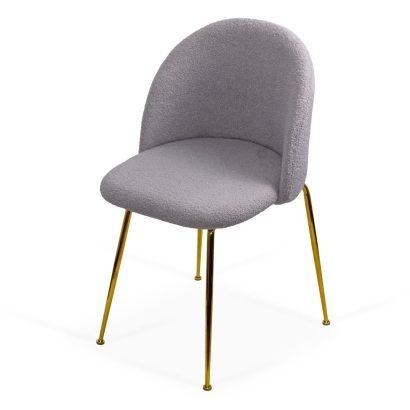 Scaun living gri BUC 284 din material boucle cu picioare aurii metalice