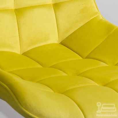 Scaun living din catifea si cadrul metalic  BUC 206 galben