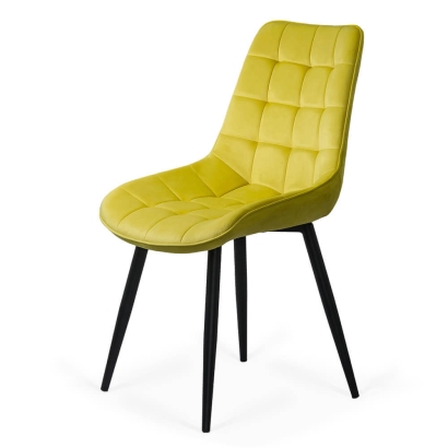 Scaun living din catifea si cadrul metalic  BUC 206 galben