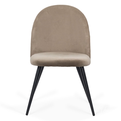 scaun living din catifea cu picioare negre BUC 207 bej