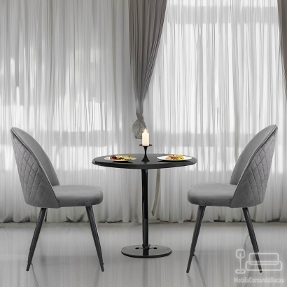 scaun living din catifea cu picioare negre BUC 207 gri