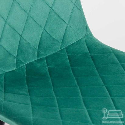Scaun de living din catifea verde cu picioare negre BUC 209